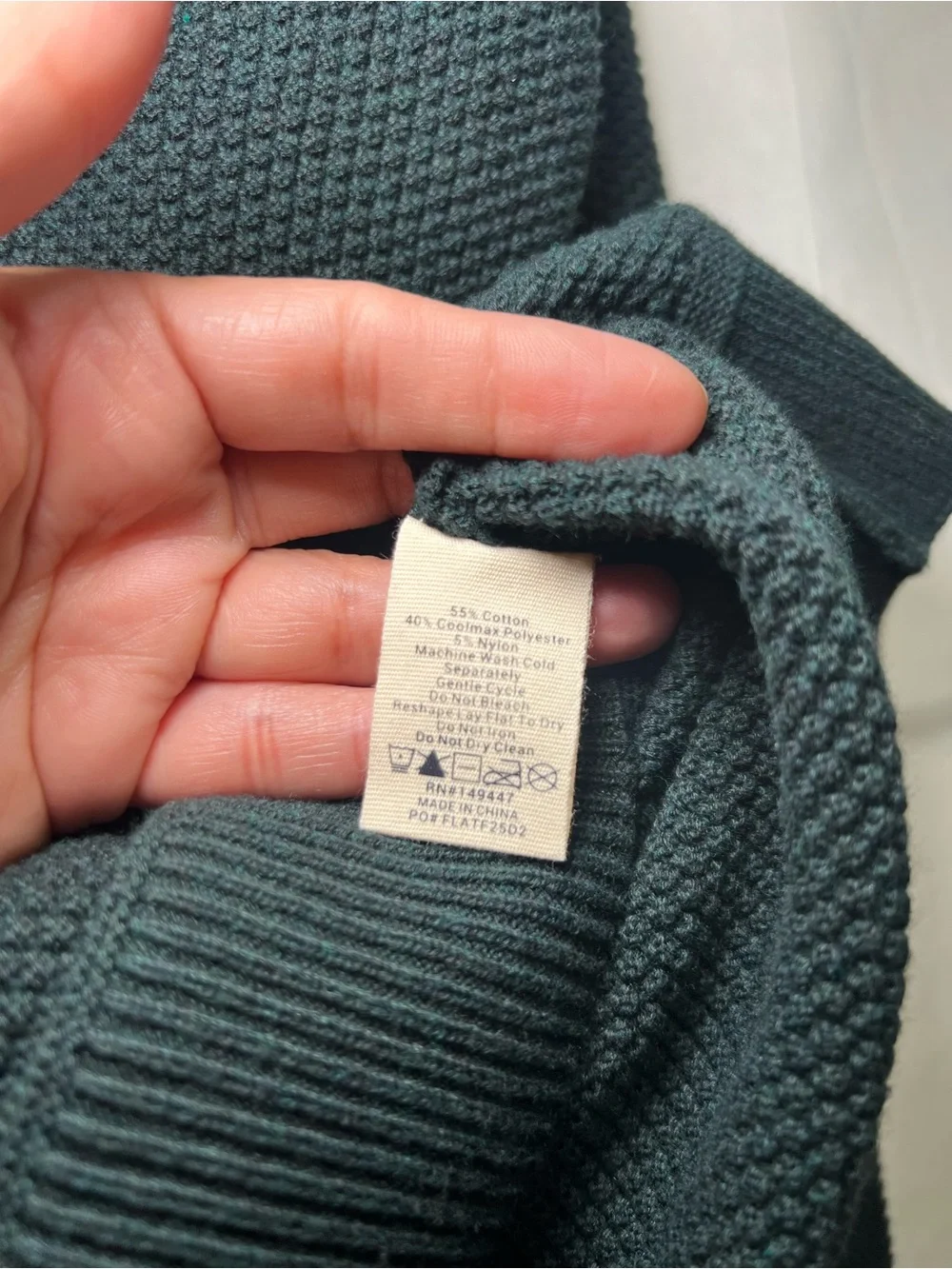 The Normal Brand Men’s Dark Green Textured Crewneck Sweater Medium